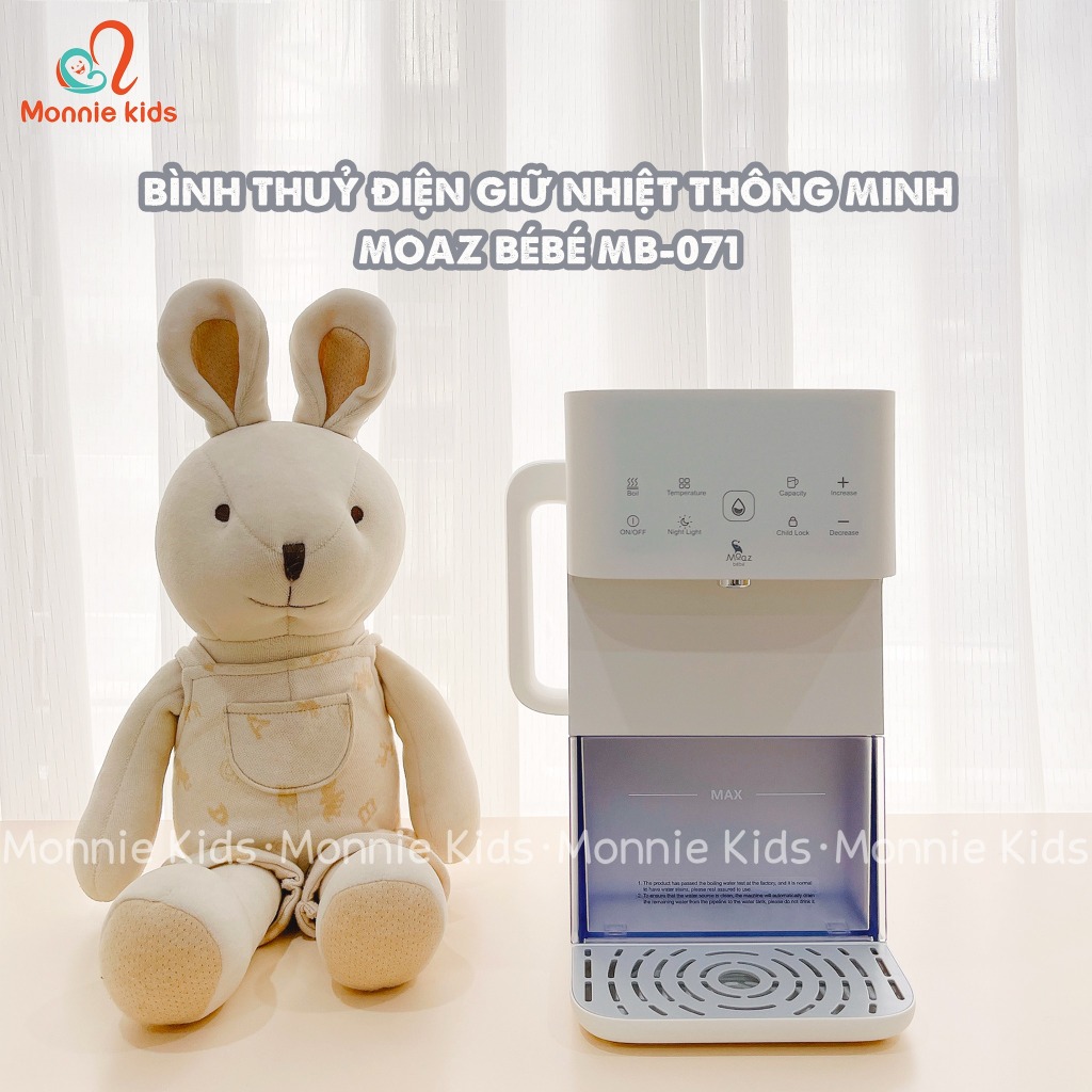 Bình thủy điện giữ nhiệt Moaz BeBe MB071 cho bé 1,5 lít, bình đun nước siêu tốc - Monnie Kids