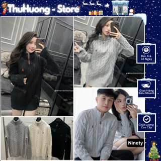 Áo Len Polo Raplauren Thêu Ngựa Cổ Lọ Chất Len Đan Xoắn Dày dặn Phối Khóa _Áo len Nam Nữ Unisex