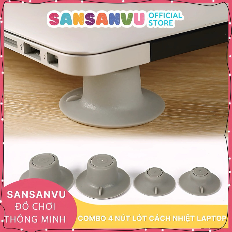 (HM01)Combo 4 nút lót cách nhiệt laptop bằng silicon chống trơn trượt giúp giảm độ nóng cho pin