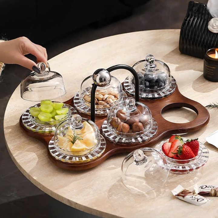 Bộ khay đựng mứt bánh kẹo tết trang trí phòng khách khay mứt khay gỗ cao cấp