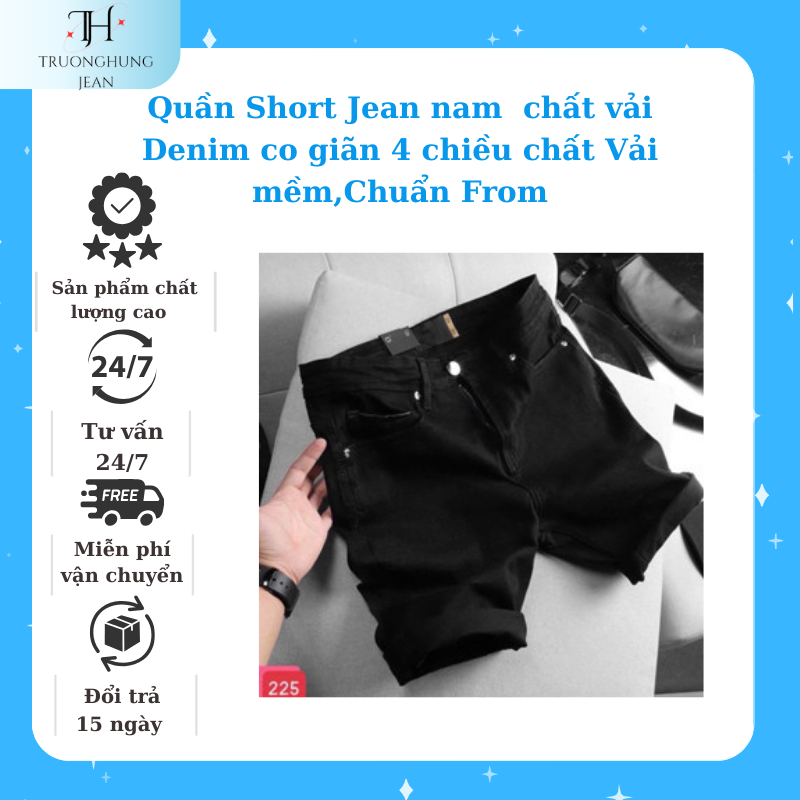 Quần Short Jean nam chất vải Denim co giãn 4 chiều chất Vải mềm,Chuẩn From