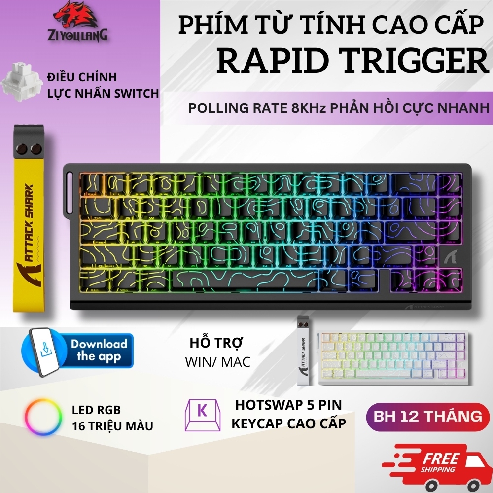 Bàn Phím Cơ Attack Shark X68 HE - Rapid Trigger 8.000hz, App Tùy Chỉnh Nâng Cao, Layout Nhỏ Gọn