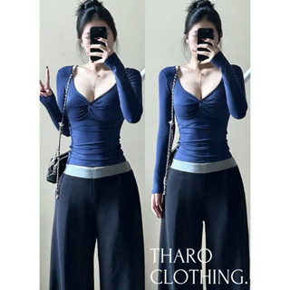 Áo Thun Nữ Tay Dài Kiểu Xoắn Trước Ngực - Tharo Clothing [AO00236]