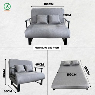 Ghế Sofa Giường Gấp Gọn Đôi Và Mở Ra Thành Giường SFB002, Chân Trụ Khung Sắt Chắc Chắn