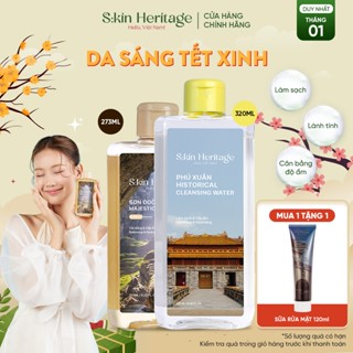 Bộ Sản Phẩm Làm Sạch Sâu, Cấp Ẩm Cho Da Dầu Mụn SKIN HERITAGE Toner Sơn Đoòng 273ml & Nước tẩy trang Phú Xuân 320ml