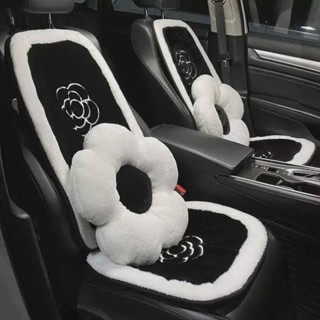 Bộ Lót Ghế ô tô Hoa Trà Lông Thỏ Cao Cấp - Trang trí nội thất xe sang trọng đẳng cấp