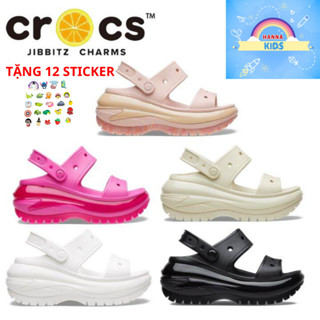 Dép Sục Cross Classic Mega Crush Bone Unisex 2 Quai Cho Nữ Đế Cao 9cm Cros Người Lớn HannaKids Xăng đan Croc Sandal