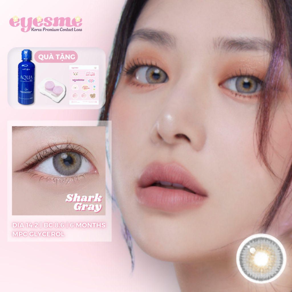 Lens Eyesme - Shark Gray - Lens xám Tây - Kính áp tròng Hàn Quốc có độ cận