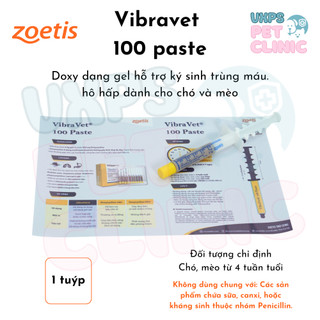  Vibravet 100 Paste - Hỗ Trợ Ký Sinh Trùng Máu Hô Hấp Trên Chó Và Mèo  1 Tuýp  