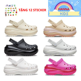 Dép Sục Cross Classic Mega Crush Bone Unisex Cho Nữ Đế Cao 9cm Cros Người Lớn HannaKids Xăng đan Croc Clog Band Sandal