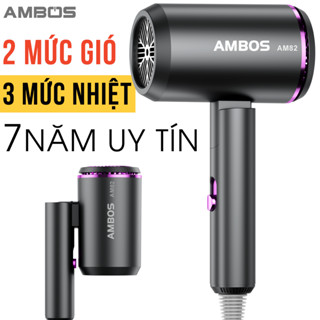Máy sấy tóc AMBOS 3 chế độ sấy mát ấm nóng lực gió mạnh sấy ion âm chống khô xơ bảo vệ quá nhiệt an toàn khi sử dụng