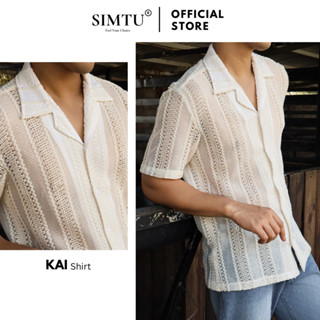  Áo sơ mi nam tay ngắn màu trắng SIMTU chất liệu sợi bông dệt kim cao cấp mềm mịn họa tiết thời trang | SM032 