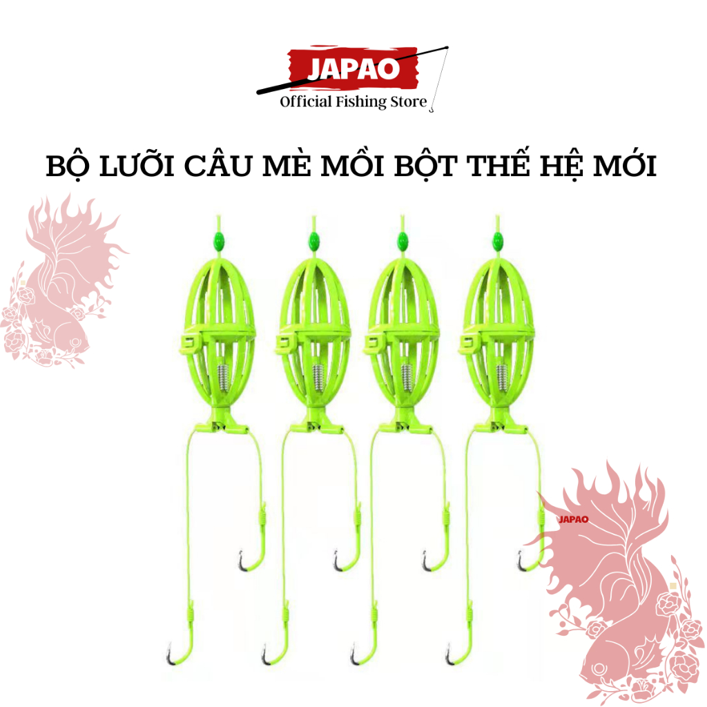 4 bộ lăng xê câu mè mồi bột Japao lăng xê câu cá mè lưỡi bén cứng phủ dạ quang