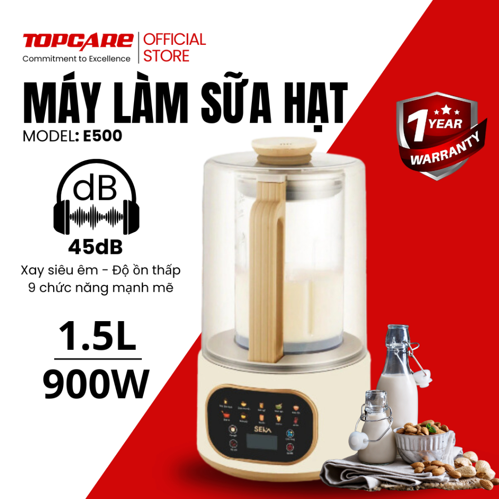 Máy làm sữa hạt đa năng SEKA E500 công suất 900W, máy xay sữa hạt đa năng tiện dụng cho gia đình