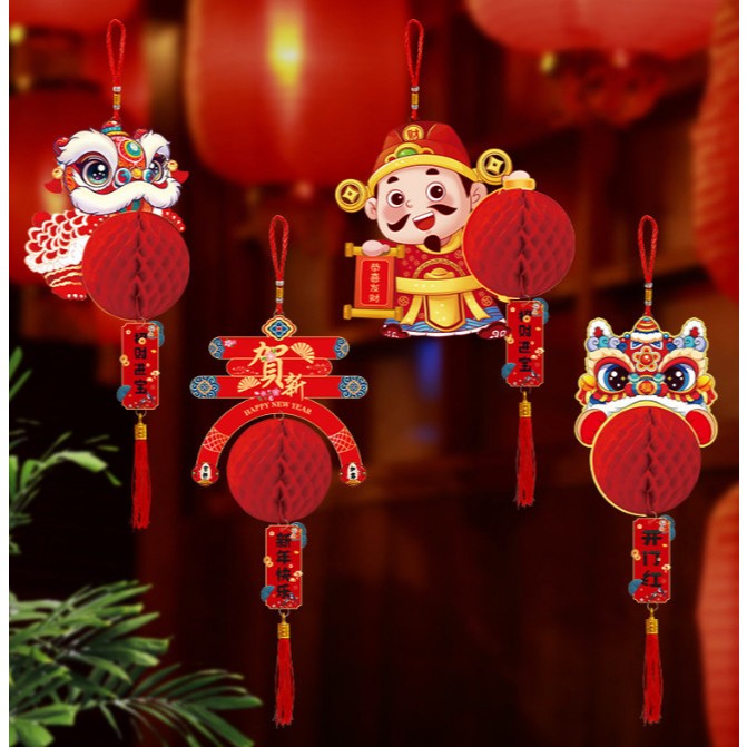 Lồng Đèn Kèm Hình Treo LD07 Trang Trí Decor Tết