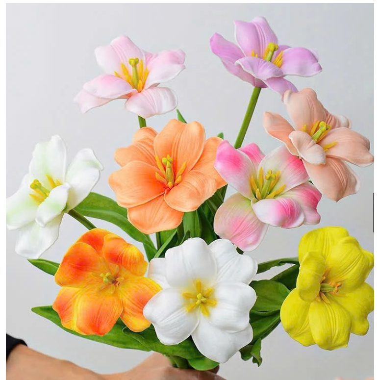 SET 10 Cành Hoa Tulip Nở Tự Nhiên Trang Trí Decor Nhà Cửa