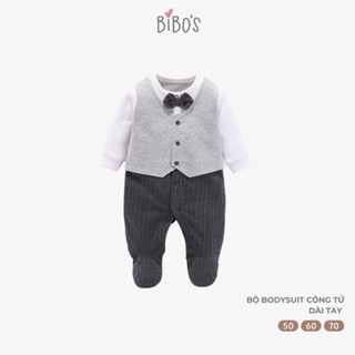  Bodysuit Cho Bé Trai Công Tử Đính Nơ Dài Tay Bibo's Chất Liệu Mềm Mại Thoải Mái 