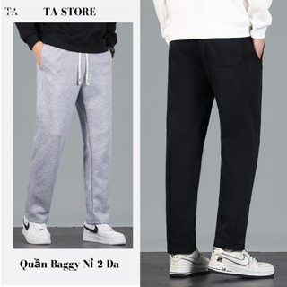 Quần baggy TA Store vải nỉ 2 da Track Pants Unisex Nam Nữ Local Brand Đứng Form Co Giãn Tốt