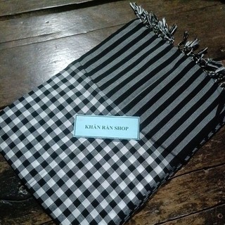 KHĂN RẰN SHOP_ Khăn rằn nam bộ trắng đen (BÌA ĐEN) 60x165cm