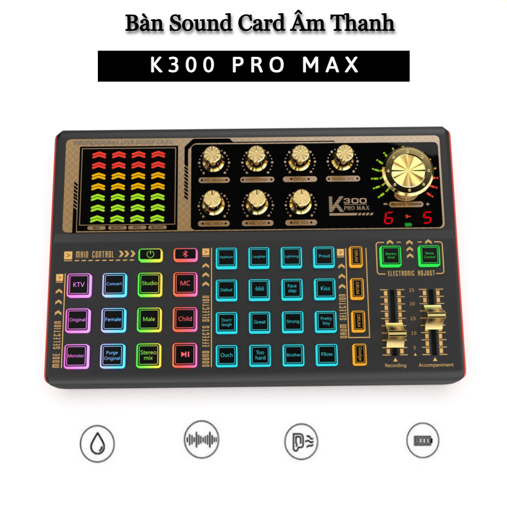 Sound Card K300 Pro Max Phiên Bản Mới Nhất 2024. Hỗ Trợ Livestream Bigo, Face.book.. K300 Pro Max Tí