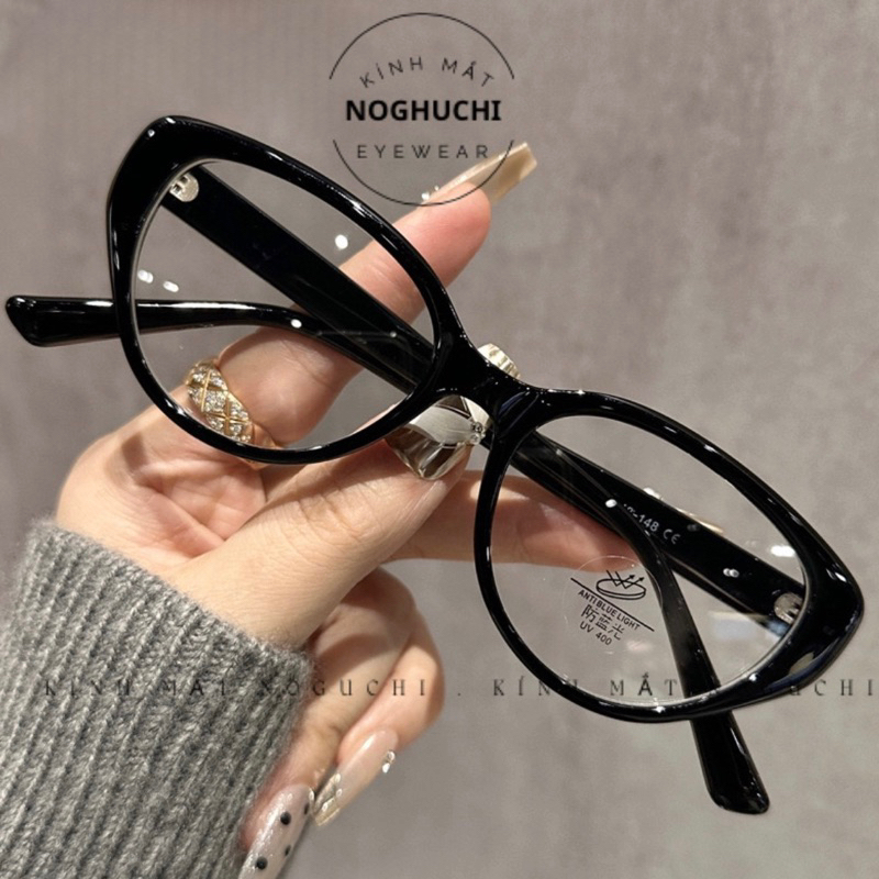 Kính Cận, Mắt Cận Có Kèm Độ Cận 0 độ ~ -5.00 độ, kính mắt mèo, kính thời trang M04