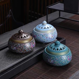 Lư xông trầm hương bằng gốm cao cấp hoa văn tinh xảo