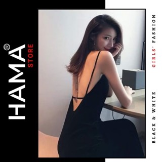 Đầm maxi DÀY hở V lưng HAMA STORE H5 - Có mút ngực dây kéo phía sau sexy