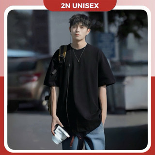 Áo phông nam nữ form rộng 2N Unisex thun cotton trơn trắng/đen/be