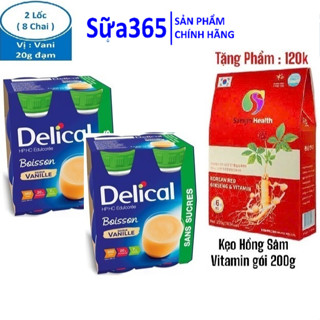 2 Lốc Sữa Delical_Vani 20g đạm_nắp xanh cho người ung thư, suy kiệt, bệnh nhân trong quá trình điều trị bệnh ( 8 chai )