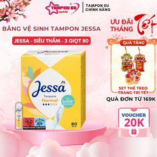 Băng vệ sinh Tampon Jessa size 3 giọt 80 cáing ống thoải mái đi biển, đi bơi không sợ trào tràn