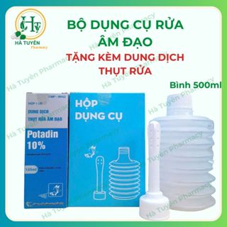 (CHE TÊN) Bình rửa âm đạo tặng kèm dung dịch POTADIN- Hỗ trợ VỆ SINH, giảm VIÊM ÂM ĐẠO