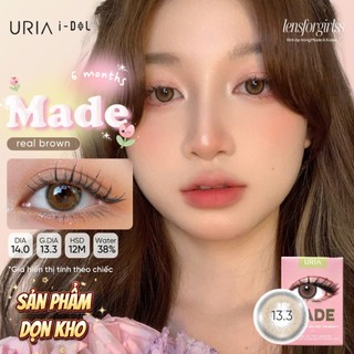 Kính áp tròng sz GIÃN TRÒNG nâu sáng có viền MADE REAL BROWN chính hãng URIA I-DOL | Lens cận | LENSFORGIRLSS 