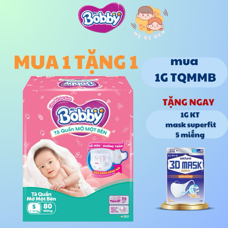 [MỚI] Size NB70+6 /Size S80 NB36 S40 Tã/bỉm quần Mở Một Bên Bobby Đầu Tiên Trên Thế Giới Size NB70+6