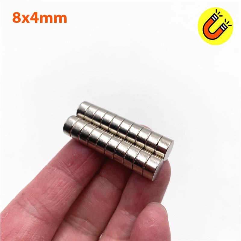 20 viên nam châm đất hiếm 8x4mm mạ Niken từ tính N35