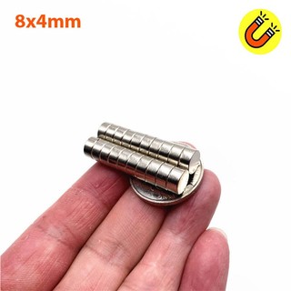 20 viên nam châm đất hiếm 8x4mm mạ Niken từ tính N35