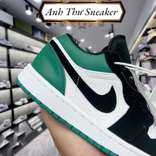 Giày sneaker JD low 1 Mystic Green cổ thấp đen trắng gót xanh lá,Giày thể thao JD đen xanh lá bản cao cấp hottrend 2024