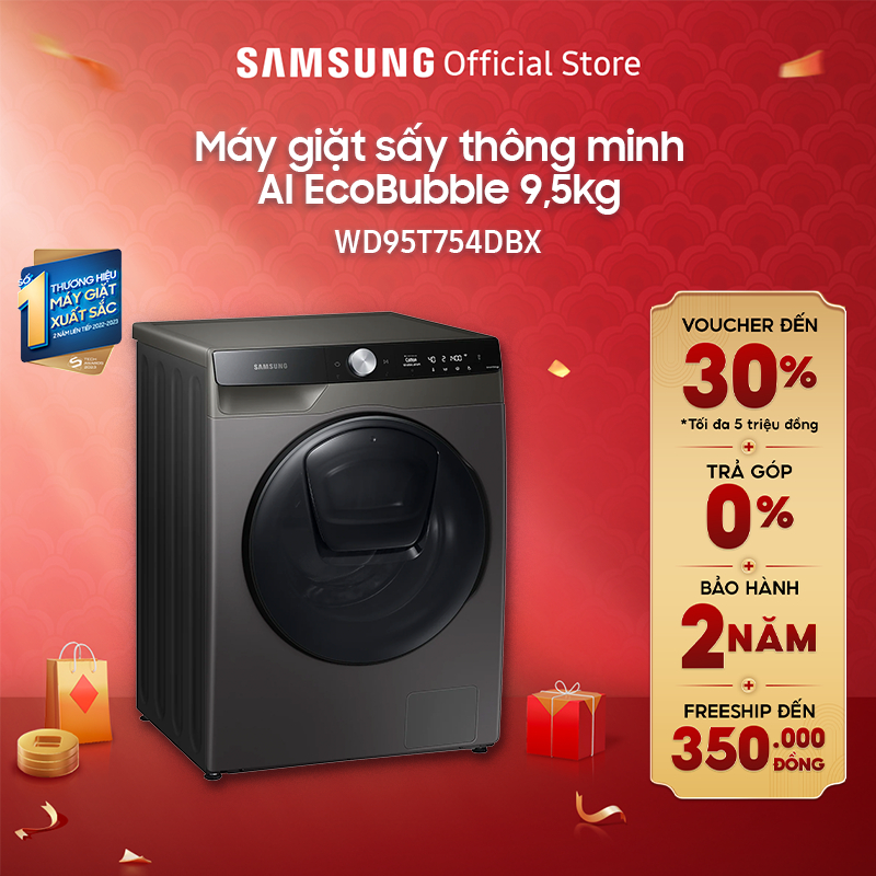Máy Giặt Sấy Samsung Addwash Inverter Giặt 9.5 Kg - Sấy 6 Kg Wd95T754Dbx/Sv