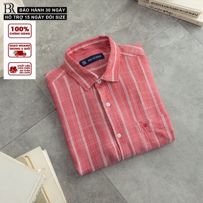 [Bigsize] Áo sơ mi BR tay ngắn vải linen mềm mỏng mịn nhẹ thoáng mát, form regular fit- Bravery