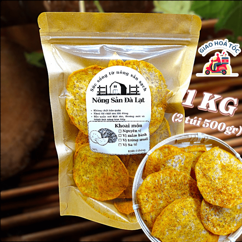 1KG Snack Khoai môn sấy trứng muối (Ăn chay dùng được) - Đặc sản Đà Lạt, Food, Ăn vặt