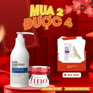 Combo Dầu Gội Hasol Clean Scalp Shampoo + Kem Ủ Fino Mềm Mượt 