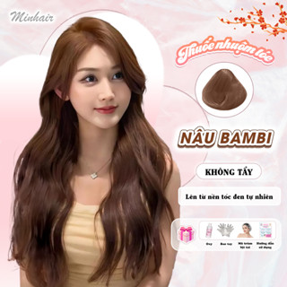 Thuốc nhuộm tóc Nâu, thuốc nhuộm tóc Nâu Bambi Không Tẩy, tặng kèm oxy trợ dưỡng và bao tay Đổi Màu Tóc Nữ