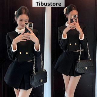 Set Áo Croptop Dáng Blazer Cổ Tròn Phối Chân Váy TIBU Set Đồ Nữ Tiểu Thư Đi Chơi Dự Tiệc Sang Chảnh Hotrend B282