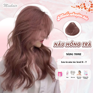 Thuốc nhuộm tóc nâu, thuốc nhuộm tóc Nâu Hồng Trà, MINHAIR, tặng kèm oxy trợ dưỡng và bao tay