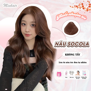 Thuốc nhuộm tóc màu Nâu Socola, Không Tẩy, Kèm Oxy Trợ Nhuộm, Trùm Tóc, Bịt Tai và Bao Tay MIN.HAIR