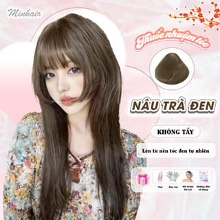 Thuốc nhuộm tóc nâu, thuốc nhuộm tóc Nâu Trà Đen, MINHAIR, tặng kèm oxy trợ dưỡng và bao tay