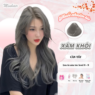 Thuốc nhuộm tóc, thuốc nhuộm tóc Xám Khói MIN.HAIR, tặng kèm oxy trợ dưỡng và bao tay