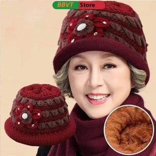 (Quà Tặng Cho Bà & Mẹ) Mũ Len Lót Lông Nhung Cho Nữ Trung Niên Thời Trang Thu Đông HQC (MVP0035BBVT)