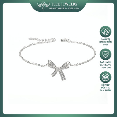 Lắc tay bạc nữ TLEE nơ tiểu thư nạm đá cao cấp TLEEJEWELRY LT0411