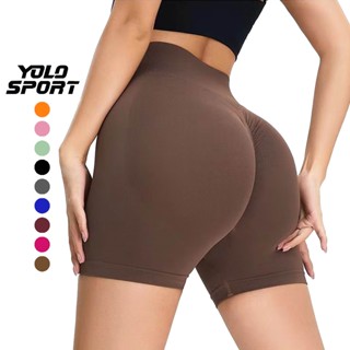 Quần Đùi Short Legging Tập Gym Yoga Aerobic Nữ Cạp Chun Nâng Mông Sọt Lưng Cao Gen Bụng Ôm Tôn Dáng Vải Dệt Kim Co Giãn