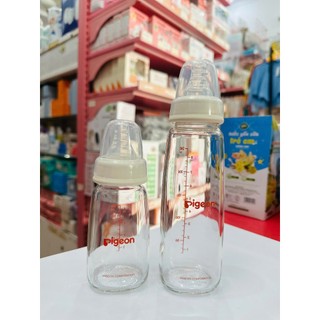 Bình sữa thủy tinh cổ hẹp pigeon 240ml mẫu mới nhập khẩu chính hãng